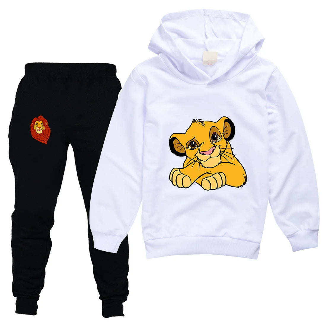 The Lion King Simba Boys Girls Casual Thin Hoodies Black Pants Children Outerwear Clothing Sets Kids Sportswear Suits