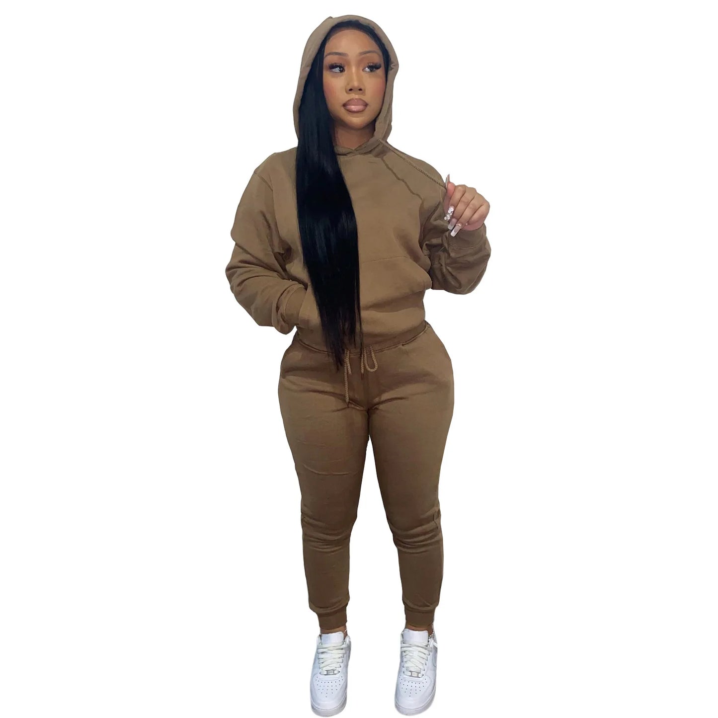 Thick Fleece Sweatpants & Hoodie Top Track Suit Women 2 Piece Jogging Set Outfits Jogger Sport Two Piece sweatsuit Set