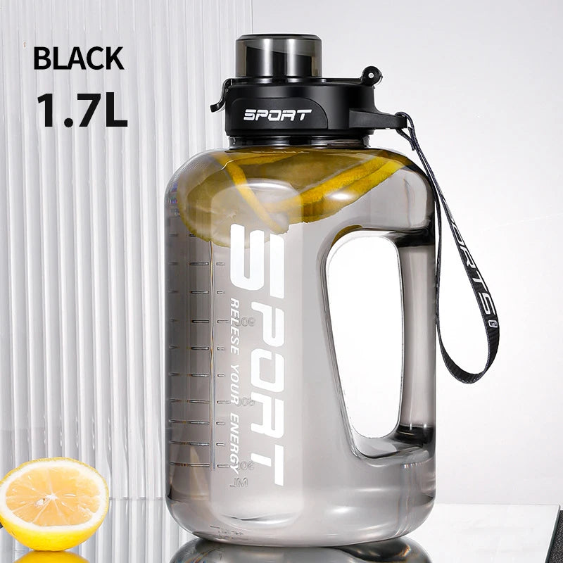 1.2L/1.7L/2.5L Large Capacity Water Bottle Big Belly Cup Sports Water Bottle Ton Ton Bucket Student Portable Plastic Space Cup