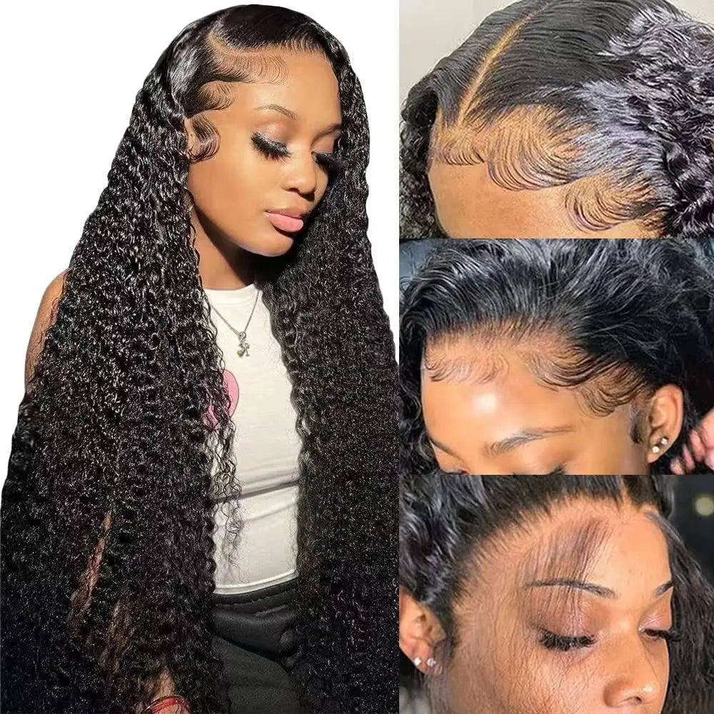 Water Wave Lace Front Wigs Human Hair 13x6 HD Lace Front Wig Pre Plucked with Baby Hair 180% Density Lace Front Curly Wigs