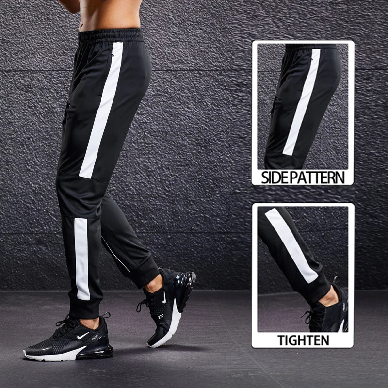 Men Fitness Running Sport Pants with Zipper Pockets Training Joggings Sweatpants Basketball Soccer Trousers Plus Size for Male