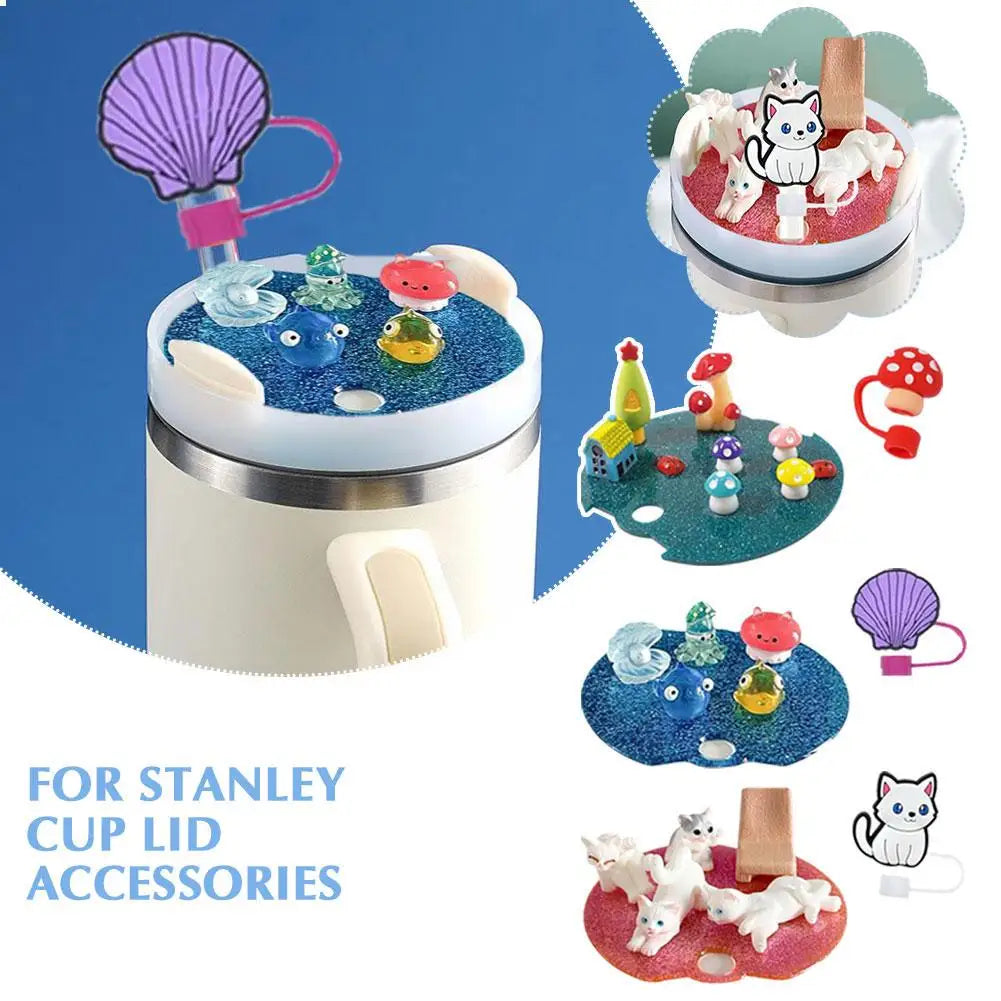 Miniature Plants Mushroom Decorations Cup Lid For Stanley 40oz Cup Silicone Lid Hanging Decor With Straw Tips Protector Y0G2