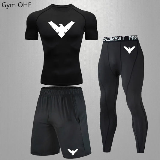 Nightwing Men's Compression Sportswear Suits Gym Tights Training Clothes Workout Jogging Running Set Rashguard Tracksuit For Men