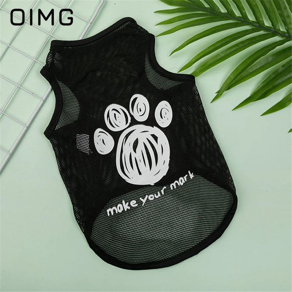 OIMG Thin Cat Dog Clothes Teddy Bichon Pomeranian Mesh Vest Spring Summer Small Dogs Sportswear Breathable Pet Jersey Tank Top