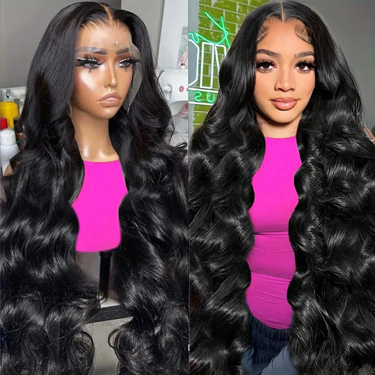 Body Wave 13x6 HD Transparent Lace Front Human Hair Wig For Woman 36 Inch Body Wave Pre Plucked Lace Frontal Wigs Natural Color