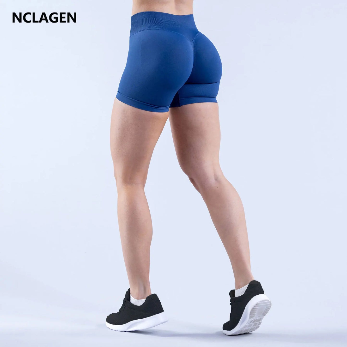 NCLAGEN Women Low Rise Impact Shorts Sports Workout Gym Running Seamless Leggings Scrunch Booty Hip Lifting Yoga Biker Shorts