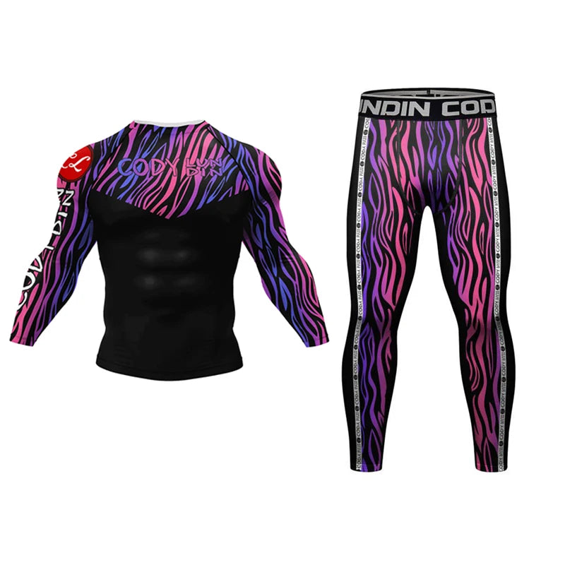 MMA Rashguard  Jiu Jitsu T-shirt Set Muay Thai Shorts +Pants Sportsuits Men Tracksuit Boxing Jersey Mujer Compression Clothing