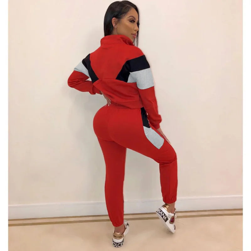 Two Piece Set Tracksuit 2Pcs Women Zipper Top And Pants Fall Sweat Suits Long Sleeve Casual Sport Autumn Clothing Suits Female