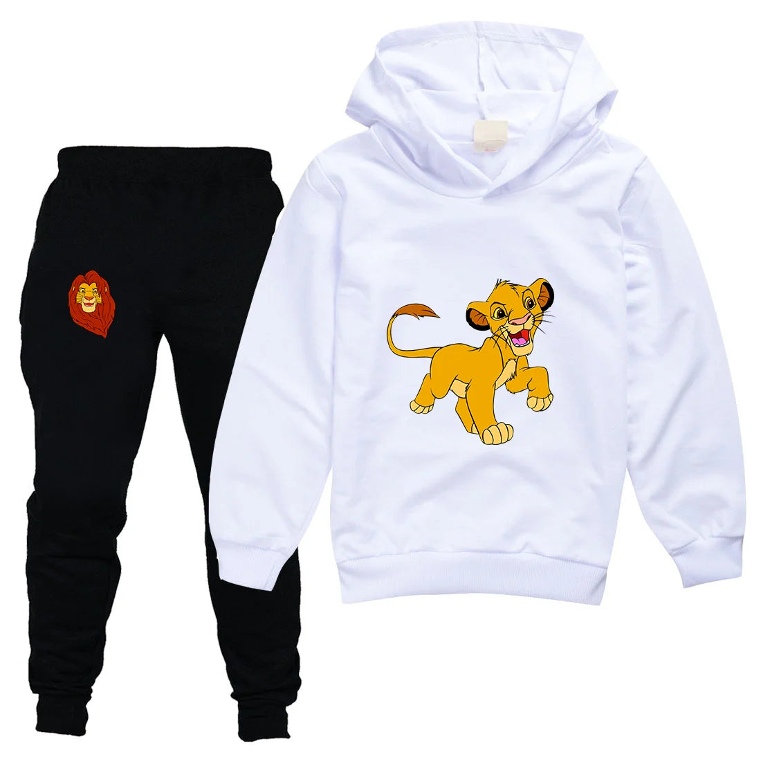 The Lion King Simba Boys Girls Casual Thin Hoodies Black Pants Children Outerwear Clothing Sets Kids Sportswear Suits