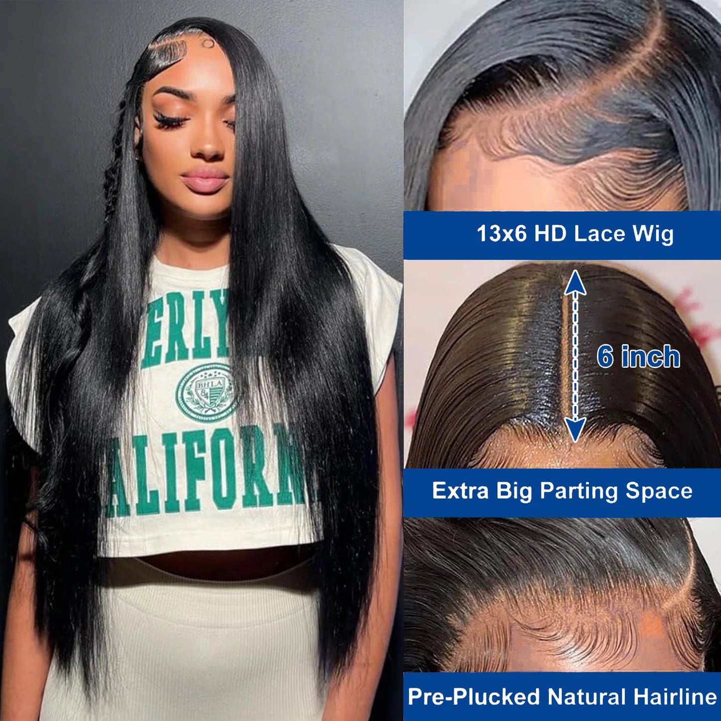 13x4 13x6 Bone Straight Lace Frontal Wigs Human Hair Pre Plucked HD Transparent Lace Frontal Wig For Women 200 Density HD Wigs