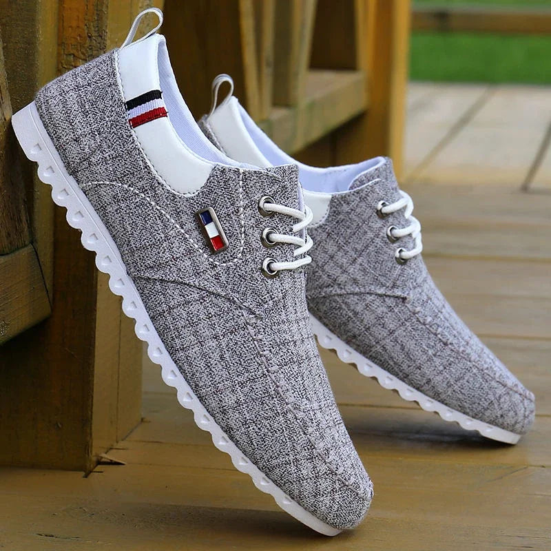 Men's Sneaker Lace-Up Light Soft Sports Casual Shoes for Men Linen Comfort Breathable Footwear Dress Shoe 45-46 Large Size Flats