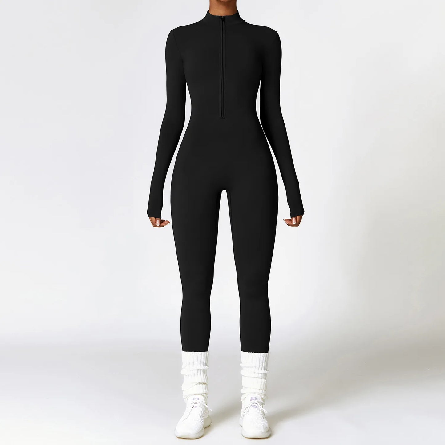 Women Tracksuit Yoga Set One Piece Jumpsuit Zipper Long Sleeved Fitness Sports Bodysuit Gym Push Up Workout Clothes Sportswear