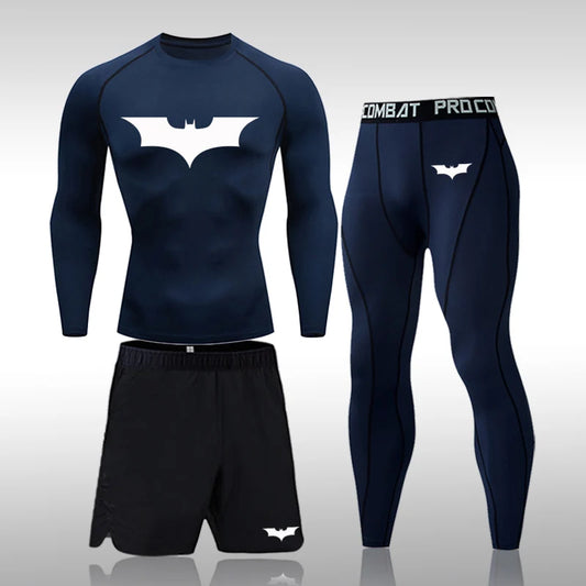 Men's Running Sports Suit MMA Rashgard Male Quick Drying Sportswear Compression Clothing Fitness Training Kit Thermal Underwear