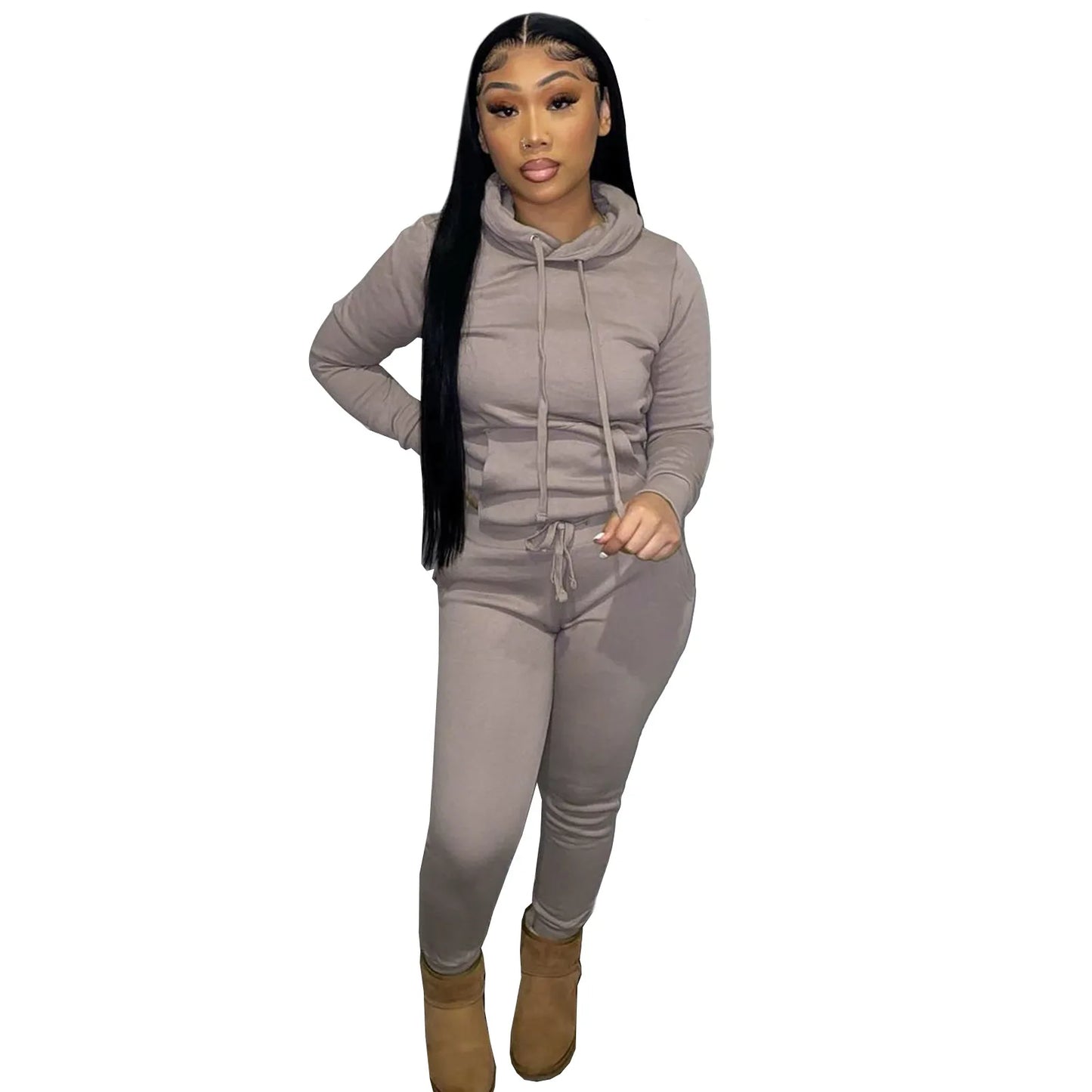 Thick Fleece Sweatpants & Hoodie Top Track Suit Women 2 Piece Jogging Set Outfits Jogger Sport Two Piece sweatsuit Set