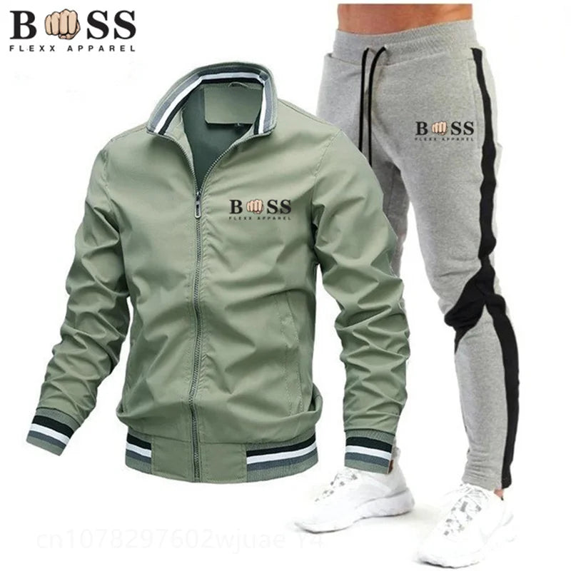 New Mens Tracksuits 2024 Men Sets Sweatshirt+sweatpants Tracksuit Zipper Stand Collar Sports Suit Jogging Fitness Men Clothing