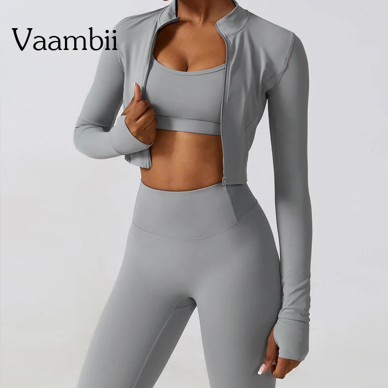 Sports Leggings Suit Yoga Set Workout Fitness Outfits Women Seamless Sportswear 3 Piece Gym Fitness Clothing Active Wear