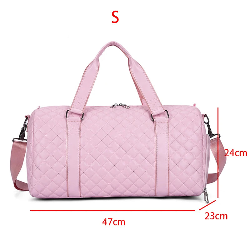 Duffle Tote Gym Fitness Bags for Woman PU Leather Handbag Travel Luggage Shoulder Sports Shoes Pocket Weekend Crossbody Bags