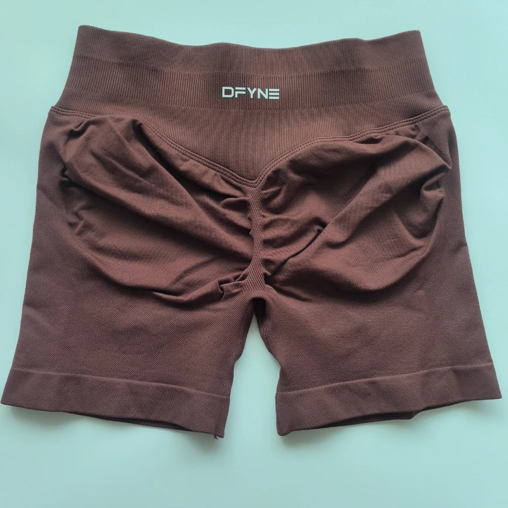 Dfyne Impact Shorts Low Ribbed Band Yoga Shorts Seamless Scrunch Bum Workout Gym Shorts Booty Stretch Running Shorts Fitness