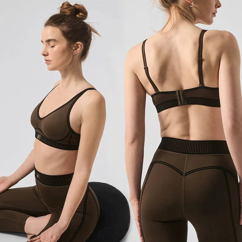 AL Smooth and comfortable Yoga sports suit high waist bra women's suit navel-exposed slim tight running exercise gym clothes