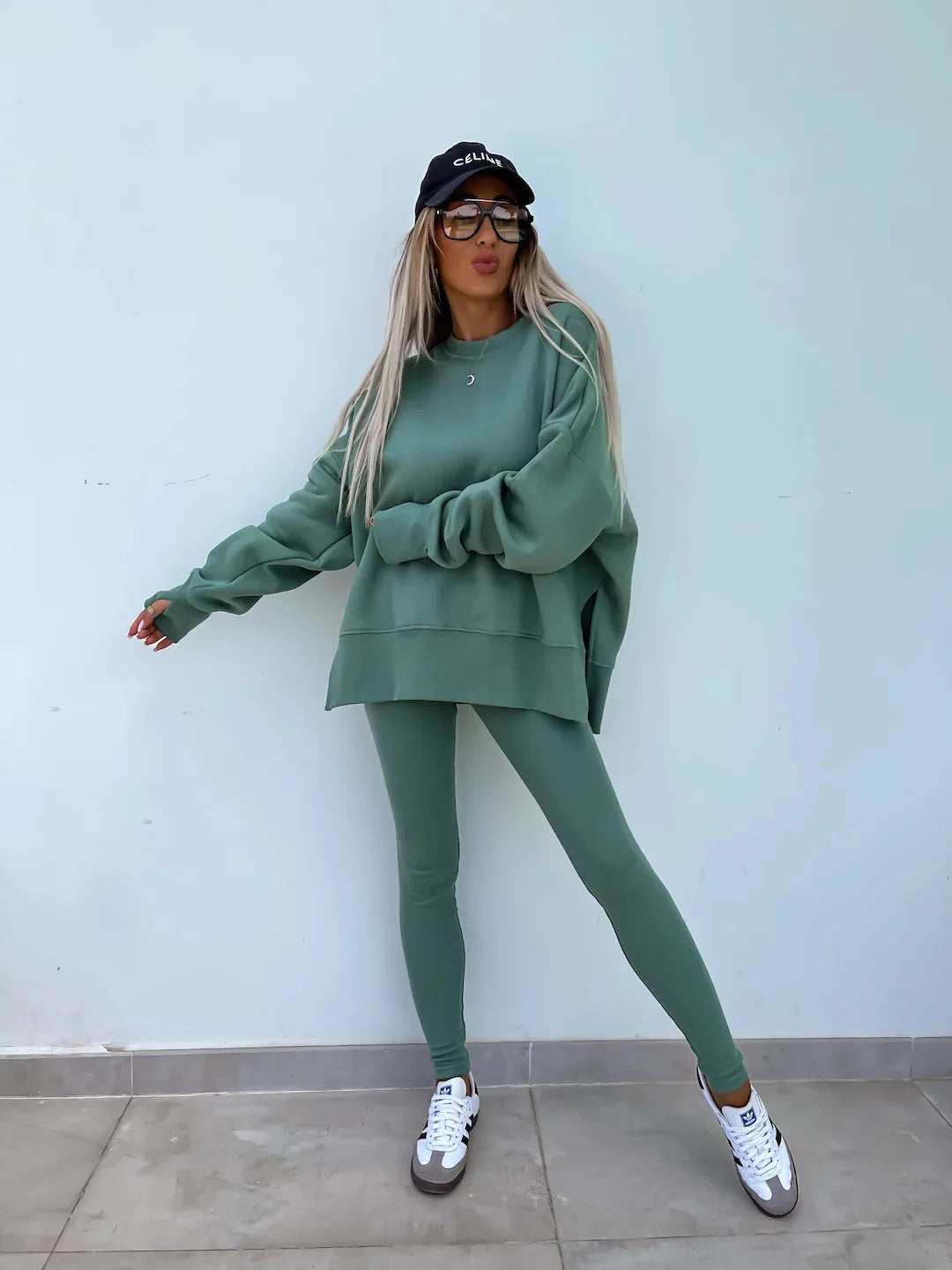 Casual Hooded Tight Pencil Pants Women's 2-piece Set Sweatshirt Autumn Long-sleeved Loose O Neck Top Trousers Yoga Sports Suit