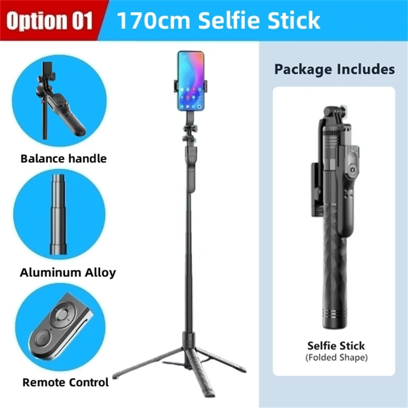 FANGTUOSI 1750mm Wireless Selfie Stick Tripod Stand Foldable Monopod With Led Light For Smartphones Balance Steady Shooting Live