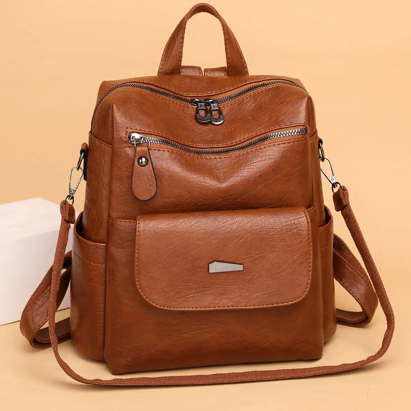 Women Soft Leather Backpacks Vintage Female Shoulder Bags Sac a Dos Casual Travel Ladies Bagpack Mochilas School Bags For Girls