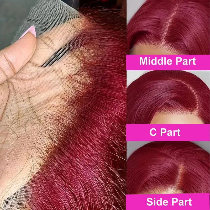 99J Bob Wigs Lace Front Human Hair Wigs 13x4 Lace Frontal Human Hair Wig Burgundy Red Straight Short Bob 100% Human Hair Bob Wig