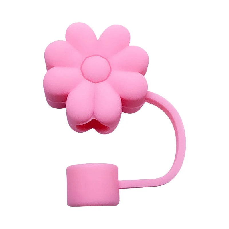 1pcs Flower Silicone Straw Covers For Stanley Cup Cute Silicone Flower Shape Drinking Dust Cap Straw Tips Cover Cup Accessories