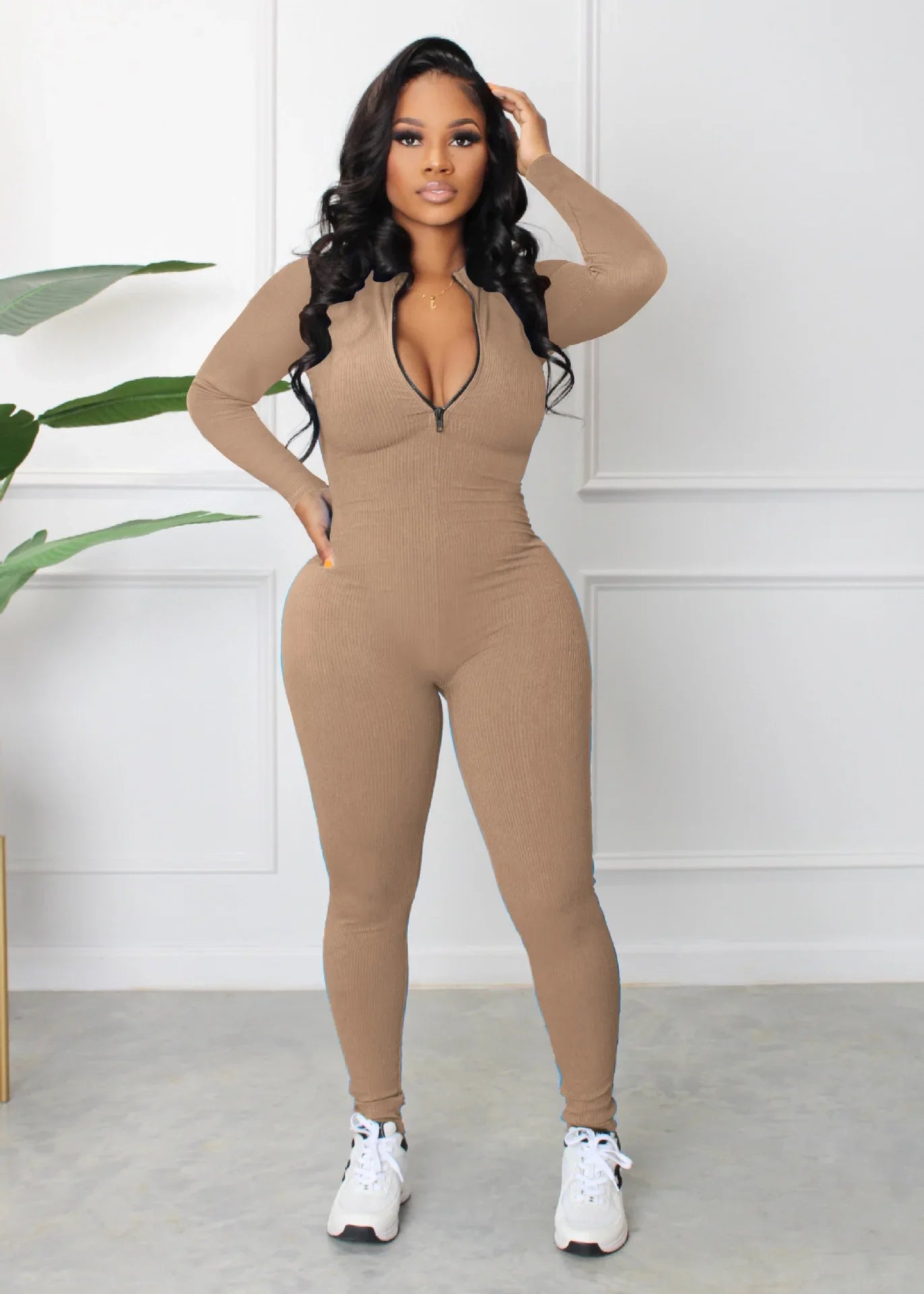 M3112 Women's Jumpsuits Bodysuit Zipper Long Sleeved Yoga Set Suit Gym Push Up Workout Clothes Fitness Sportswear Tracksuit