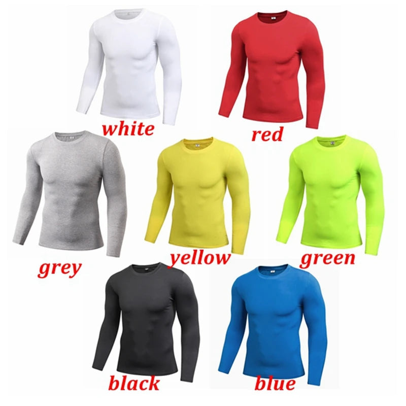 NEW Comfortable Mens Compression Under Base Layer Top Long Sleeve Tights Sports Rashgard Running T-shirt Gym T Shirt Fitness