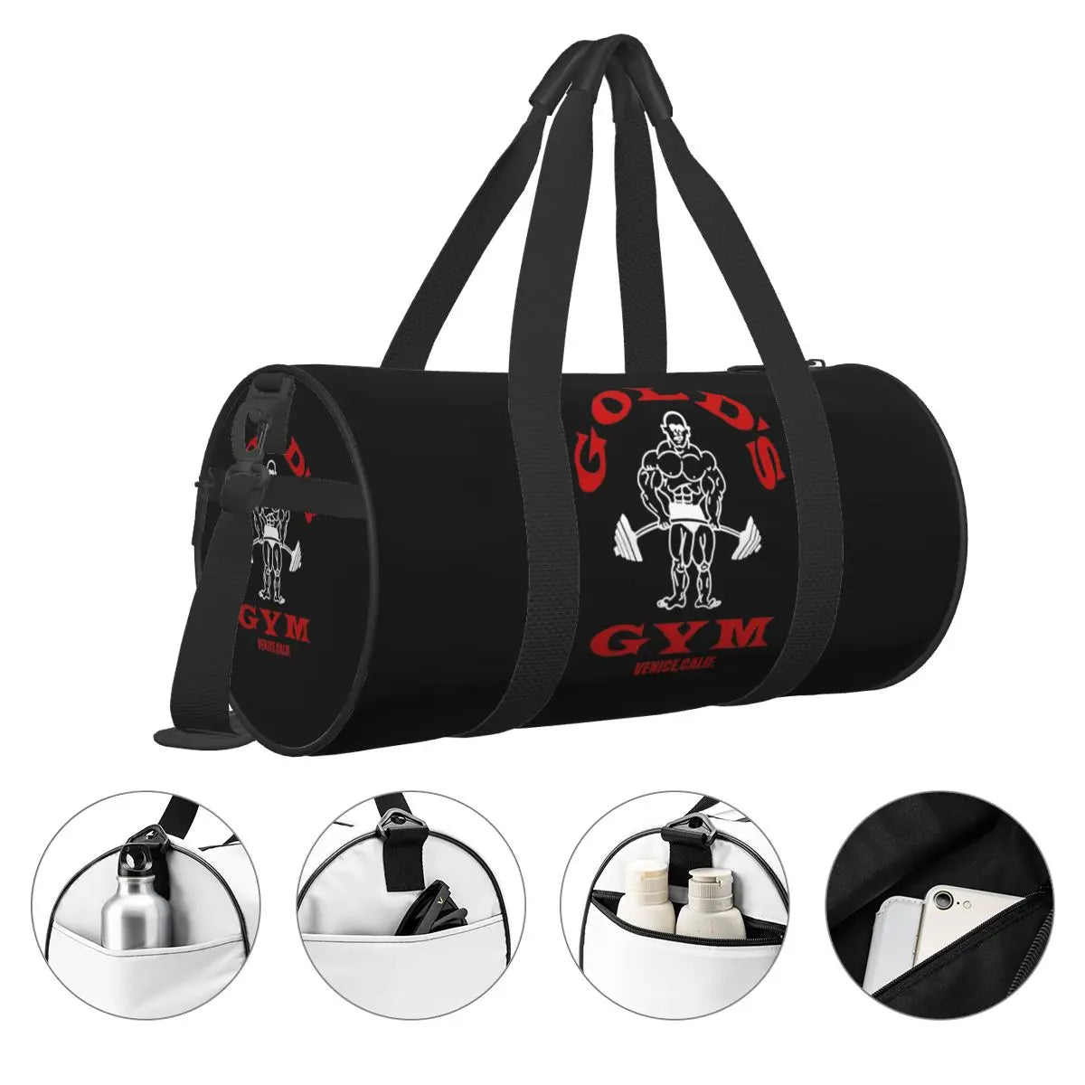 Gym Bag Fitness Goldsed Gym Logo Sports Bag Large Capacity Martial Art Men Women Oxford Pattern Handbag Retro Swim Fitness Bag