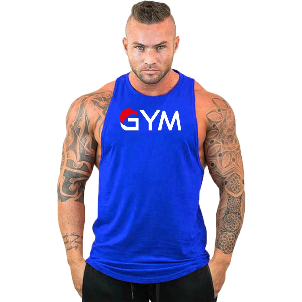 Casual Printed Tank Tops Men Bodybuilding Sleeveless Shirt Cotton Gym Fitness Workout Clothes Stringer Singlet Male Summer Vest