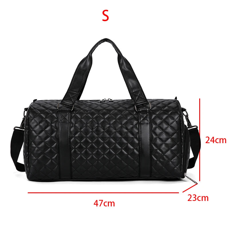 Duffle Tote Gym Fitness Bags for Woman PU Leather Handbag Travel Luggage Shoulder Sports Shoes Pocket Weekend Crossbody Bags