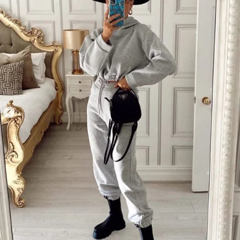 Winter Two Piece Sets Women Tracksuit Oversized Suit 2024 Autumn Trouser Suits Female Sweatshirt Solid Sports Hoodie Sportswear