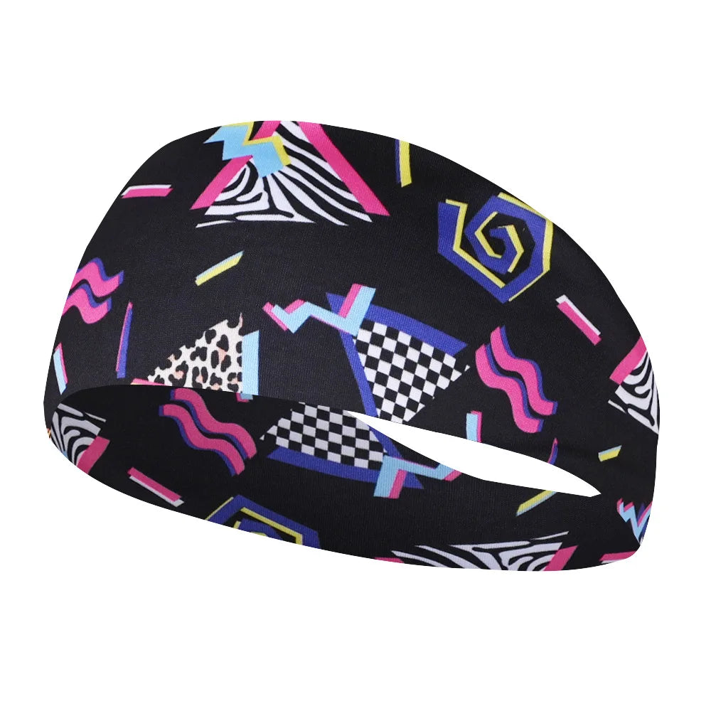 Sports Sweat Party Print Headbands Girls Yoga Fitness Women Hair Accessories Bandannas Wide Running Elastic Workout Hairband