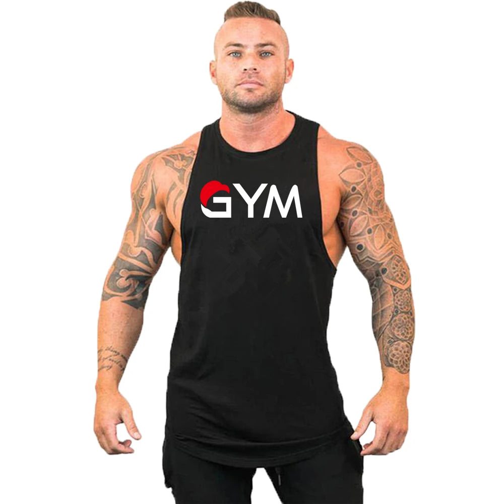 Casual Printed Tank Tops Men Bodybuilding Sleeveless Shirt Cotton Gym Fitness Workout Clothes Stringer Singlet Male Summer Vest