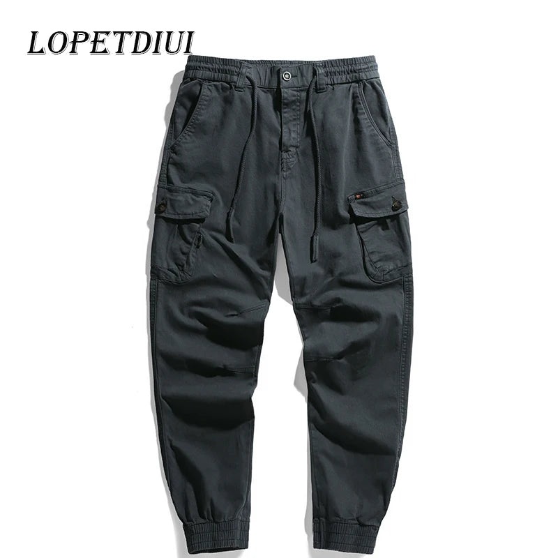 2024 New Men Fashion Casual Breathable Skin Friendly Retro Cargo Pants & Men Loose Washing Leggings Cargo Pants Men