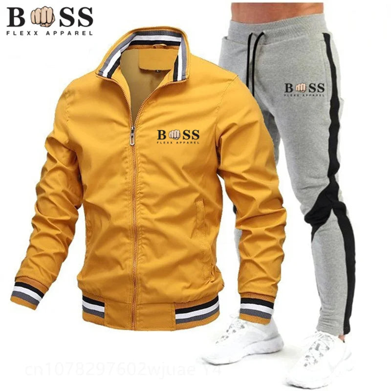 New Mens Tracksuits 2024 Men Sets Sweatshirt+sweatpants Tracksuit Zipper Stand Collar Sports Suit Jogging Fitness Men Clothing