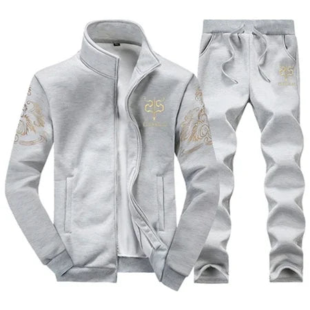 Tracksuits Men Polyester Sweatshirt Sporting Fleece 2024 Gyms Spring Jacket + Pants Casual Men's Track Suit Sportswear Fitness