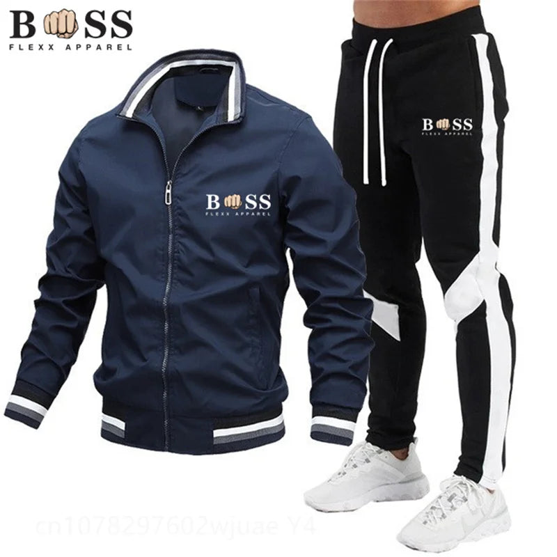 New Mens Tracksuits 2024 Men Sets Sweatshirt+sweatpants Tracksuit Zipper Stand Collar Sports Suit Jogging Fitness Men Clothing