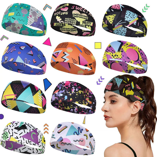 Sports Sweat Party Print Headbands Girls Yoga Fitness Women Hair Accessories Bandannas Wide Running Elastic Workout Hairband