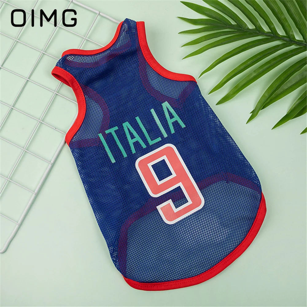 OIMG Thin Cat Dog Clothes Teddy Bichon Pomeranian Mesh Vest Spring Summer Small Dogs Sportswear Breathable Pet Jersey Tank Top