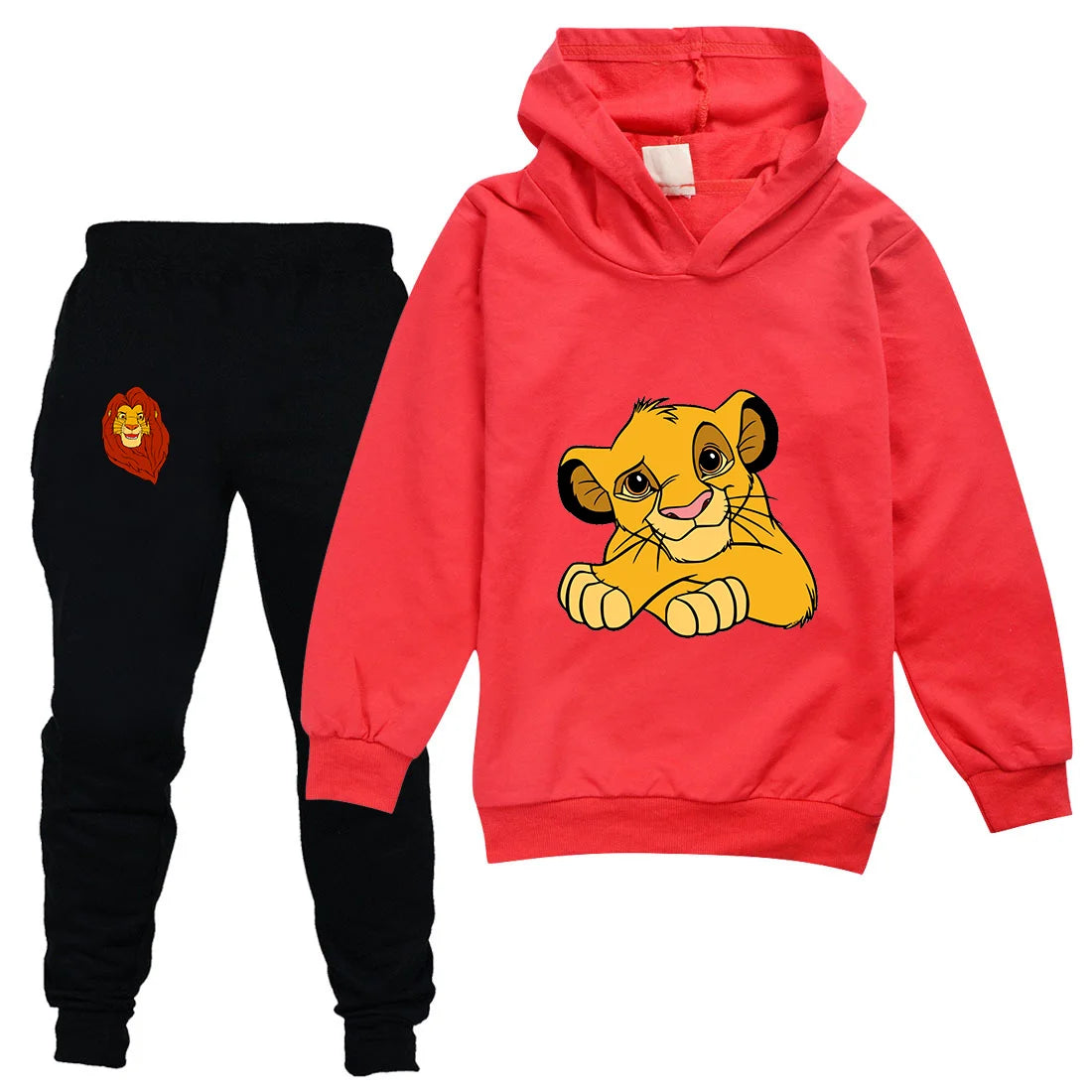 The Lion King Simba Boys Girls Casual Thin Hoodies Black Pants Children Outerwear Clothing Sets Kids Sportswear Suits