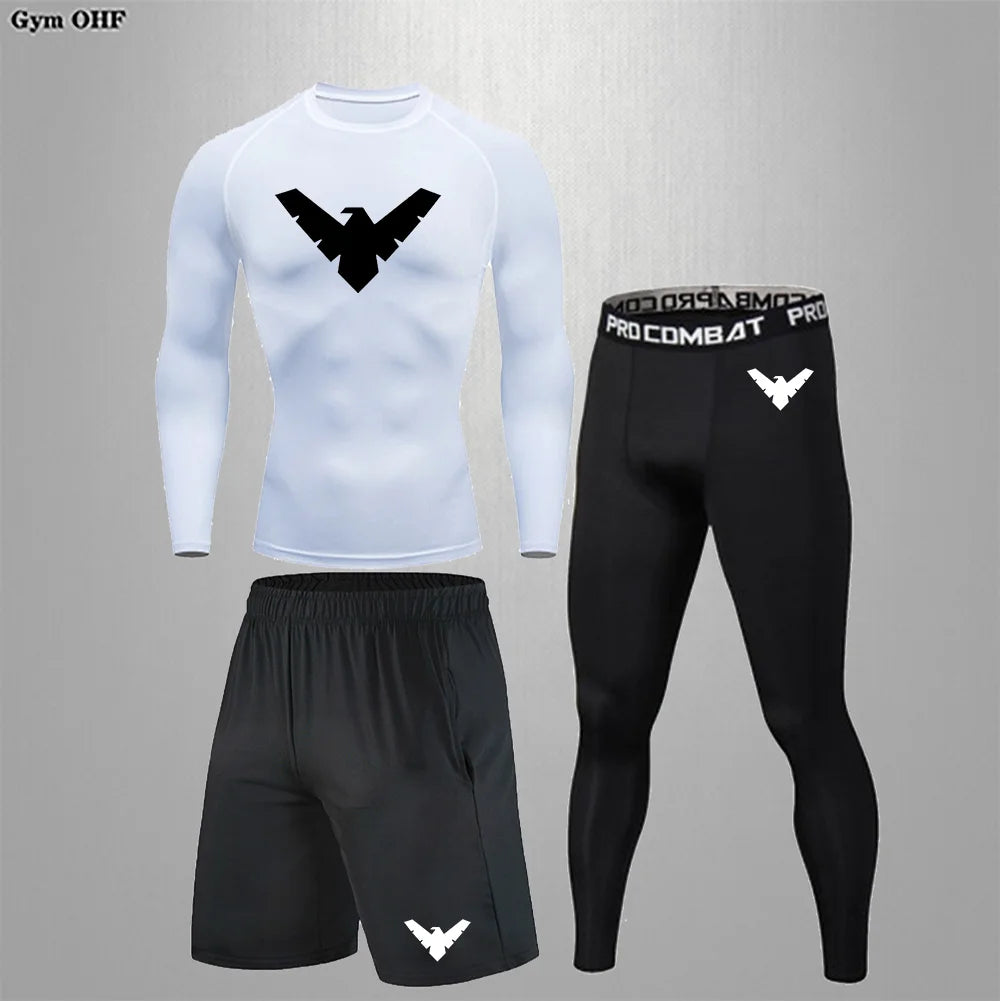 Nightwing Men's Compression Sportswear Suits Gym Tights Training Clothes Workout Jogging Running Set Rashguard Tracksuit For Men