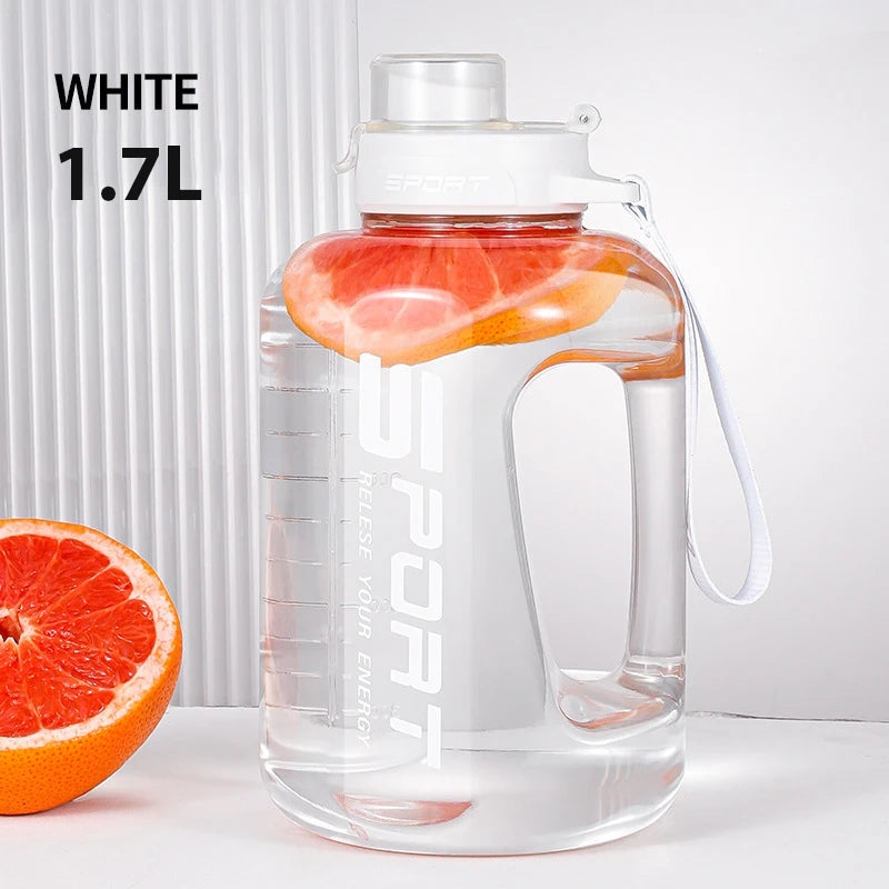 1.2L/1.7L/2.5L Large Capacity Water Bottle Big Belly Cup Sports Water Bottle Ton Ton Bucket Student Portable Plastic Space Cup