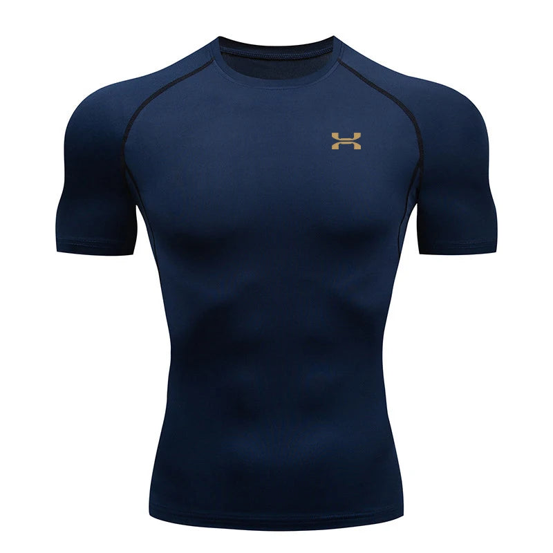 Summer Sport Run Top T-shirt Men Gym Compression T-shirt Fitness Workout Quick Dry Jogging Short Sleeves Tees Shirt Men Clothing