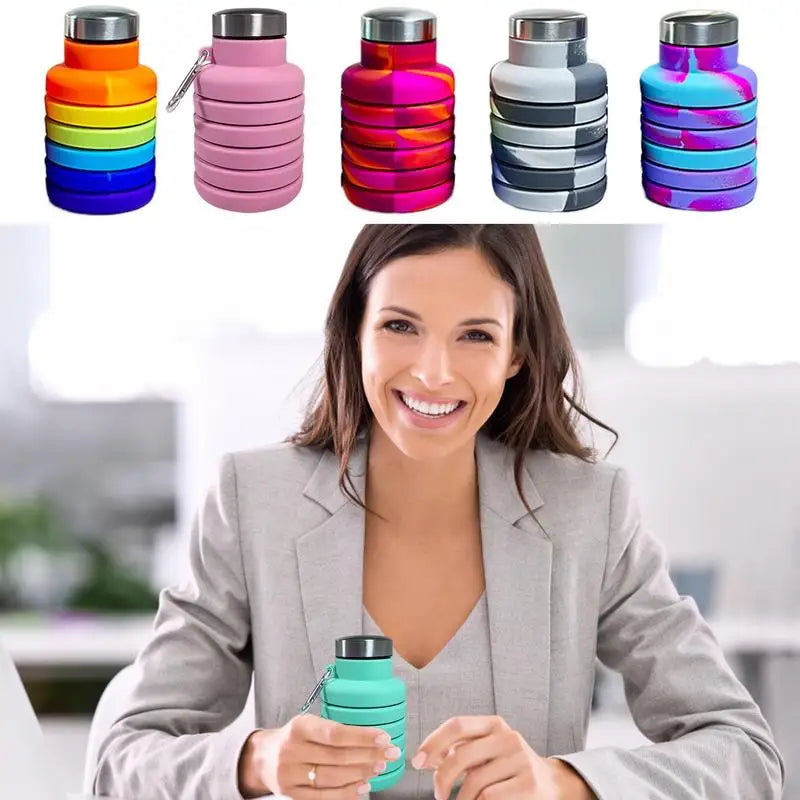 Collapsible Sports Water Bottle for Cycling Hiking Travel and Gym Silicone Collapsible Water Cups that Fold Easily