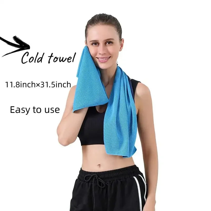 Portable Quick Drying Cooling Towel Instant Cooling Relief Exercise Gym Pilates Running Travel Towel Silicone Bag