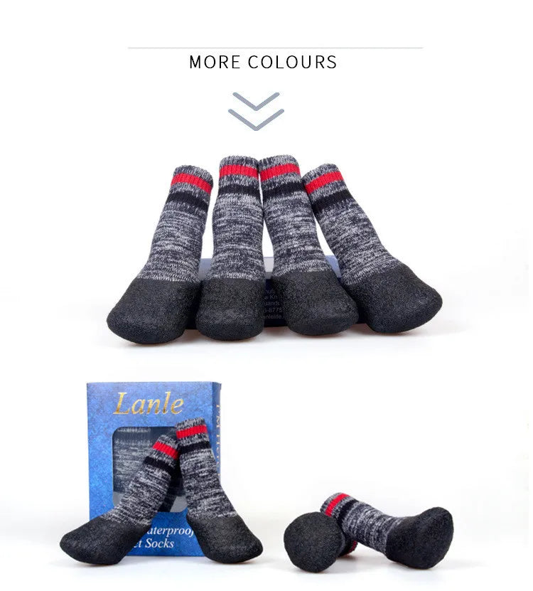 Big Dog Socks New Waterproof  Non-slip Socks For Puppy Dog Shoes Indoor Floor Socks For Larger Dogs 4pcs/Set Warm Socks For Pet