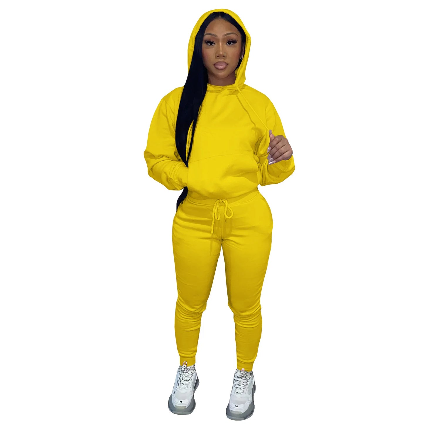 Thick Fleece Sweatpants & Hoodie Top Track Suit Women 2 Piece Jogging Set Outfits Jogger Sport Two Piece sweatsuit Set